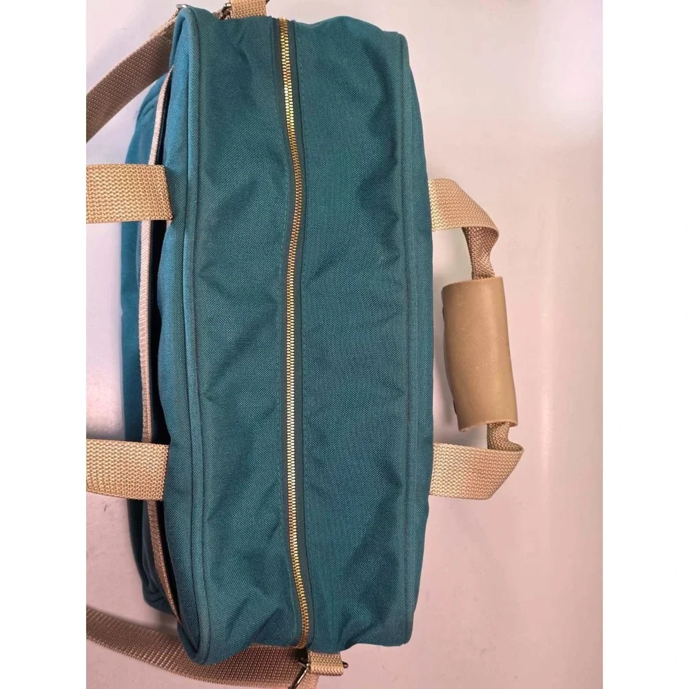 BOYT Duffle Bag‎ Green Canvas Tan Leather Travel Carry On Made In USA Iowa